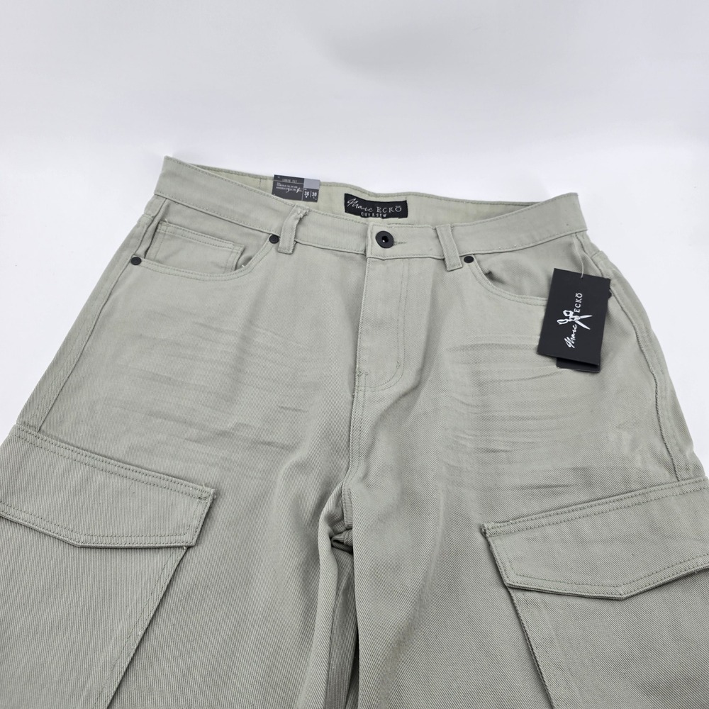 Marc Ecko Cargo Pants Mens Loose Fit Cotton Twill Vetiver Green 36x30 NWT